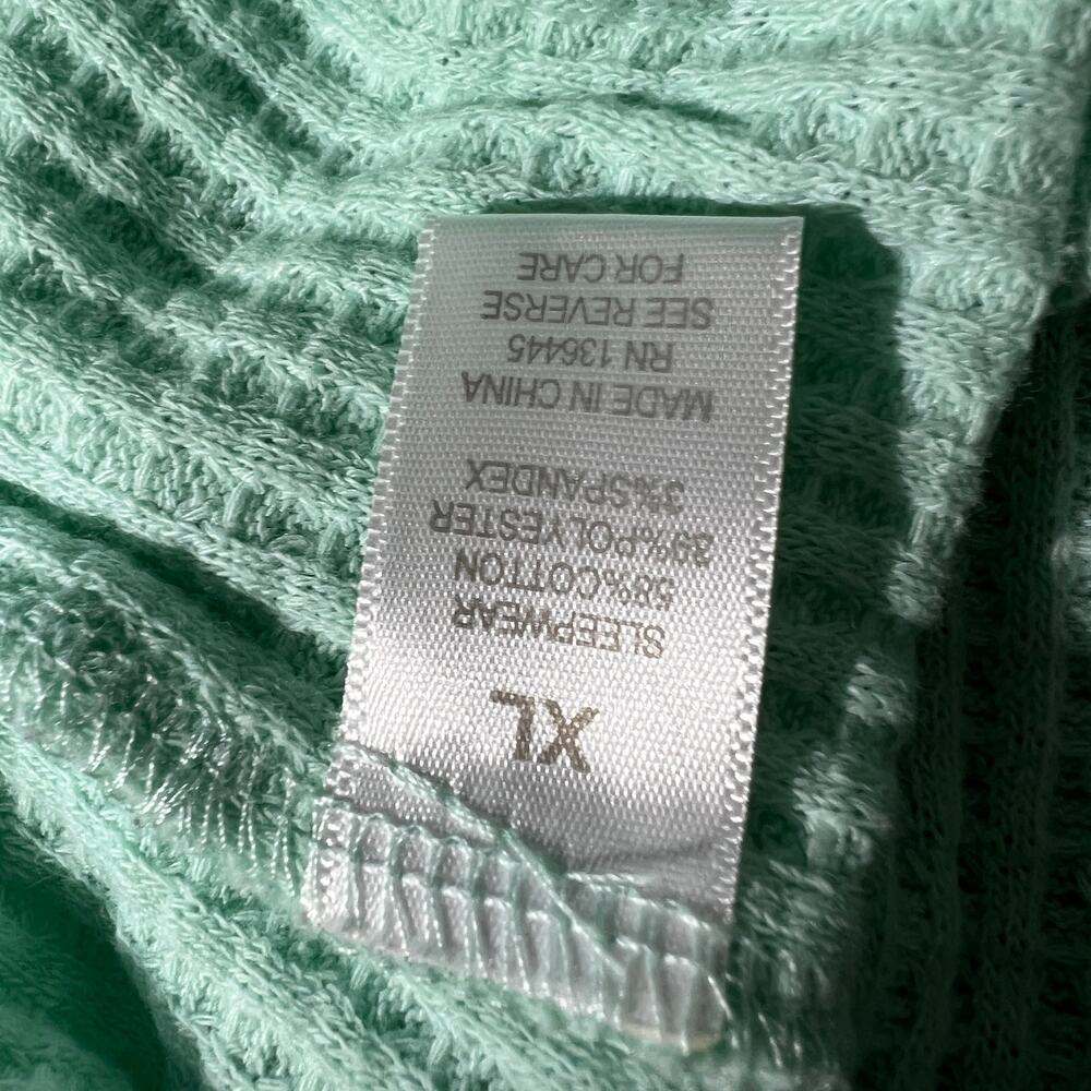 Hanes Comfort Sleep Mint Waffle Henley Top XL - Picture 6 of 7